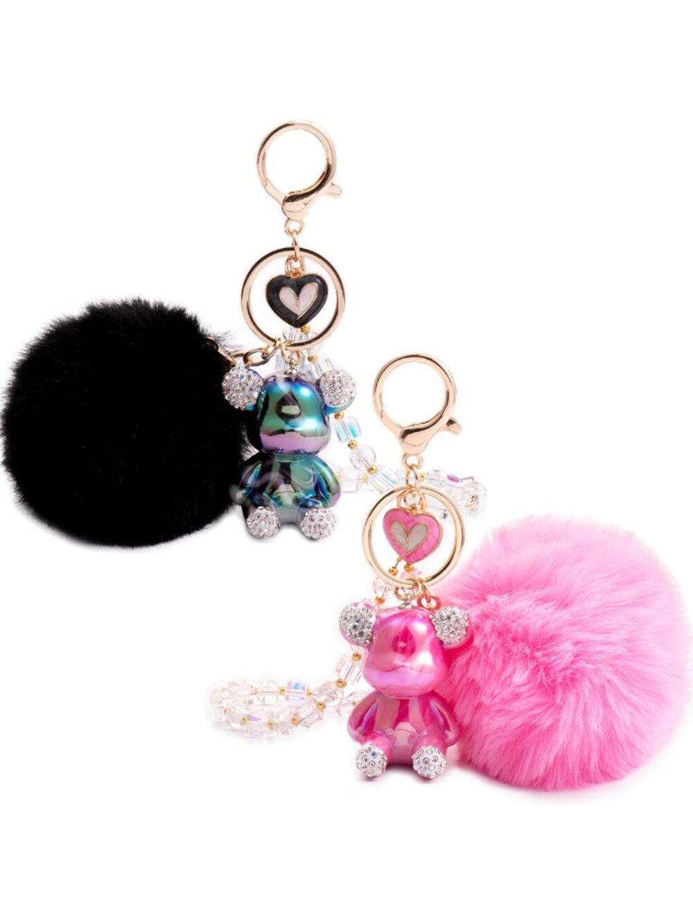 Cute Pink Pom Pom Keychain for Women | Adorable Car Accessories & Gifts